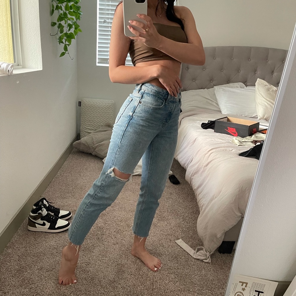 Topshop Ripped Straight Leg Jeans